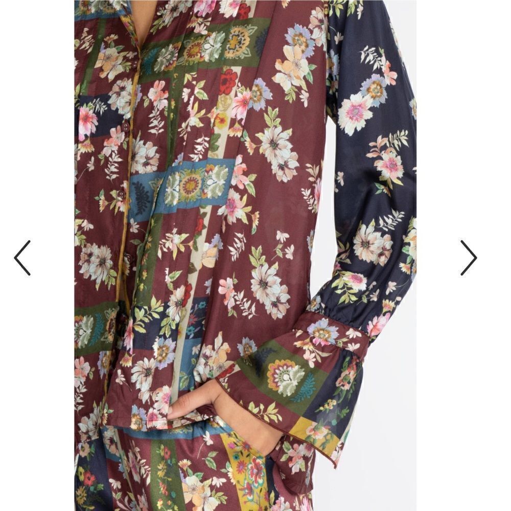 Johnny Was Laurie Milan Blouse print silk vintage boho plus size peasant Sz XXL - Picture 3 of 16